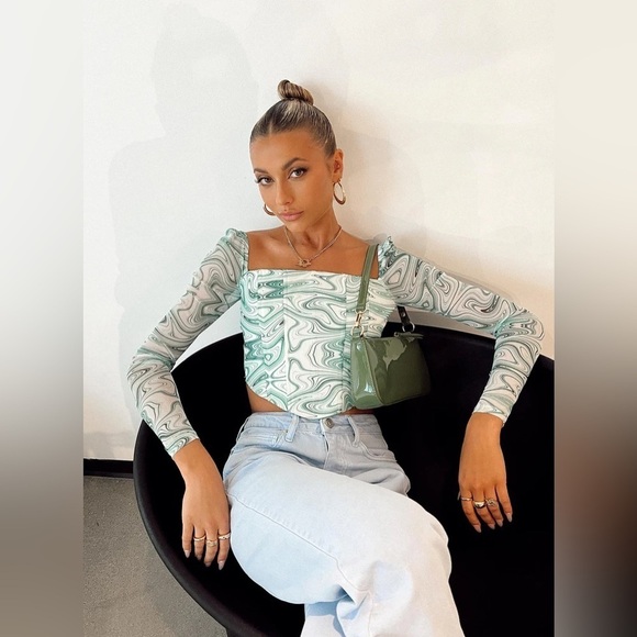 PRINCESS POLLY Beverly‎ Long Sleeve Corset Cropped Top Size 12 NWT - Picture 8 of 9